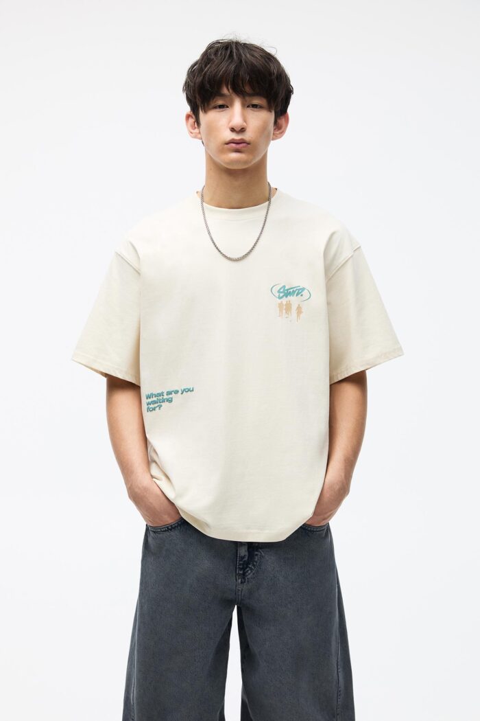 SHORT SLEEVE STWD T-SHIRT WITH SLOGANS