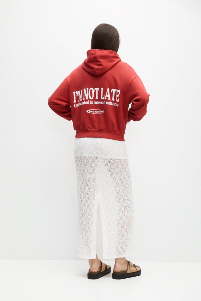 RED HOODIE WITH SLOGAN - Image 2