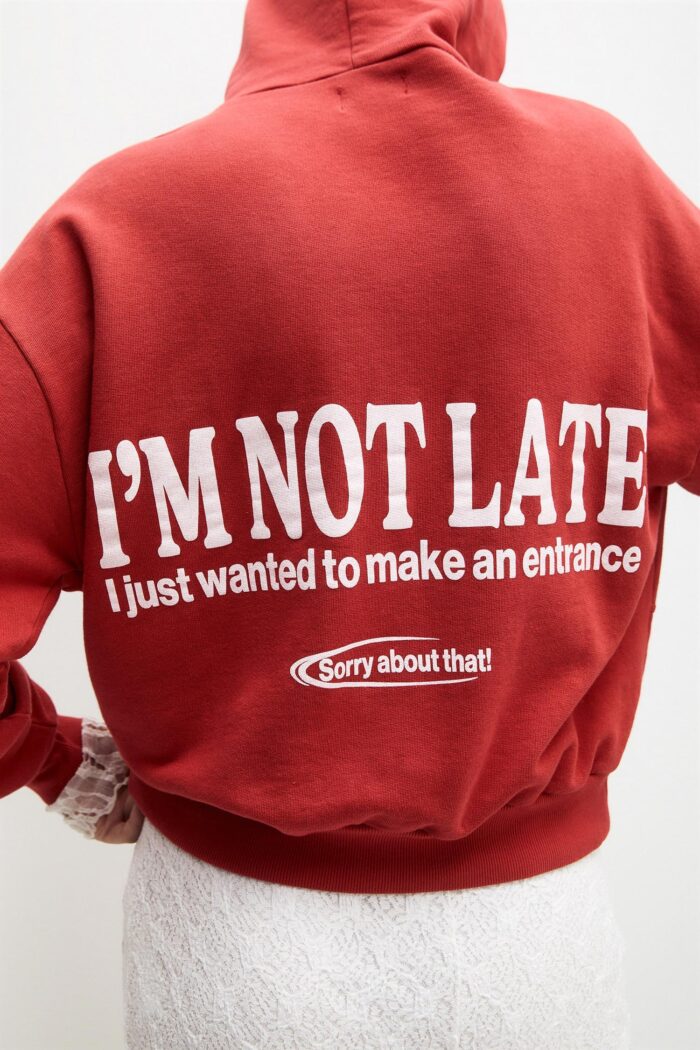 RED HOODIE WITH SLOGAN - Image 3