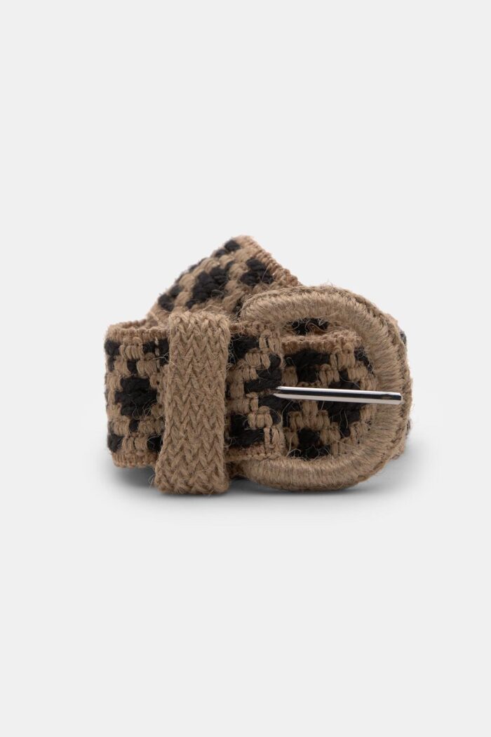 Geometric raffia belt