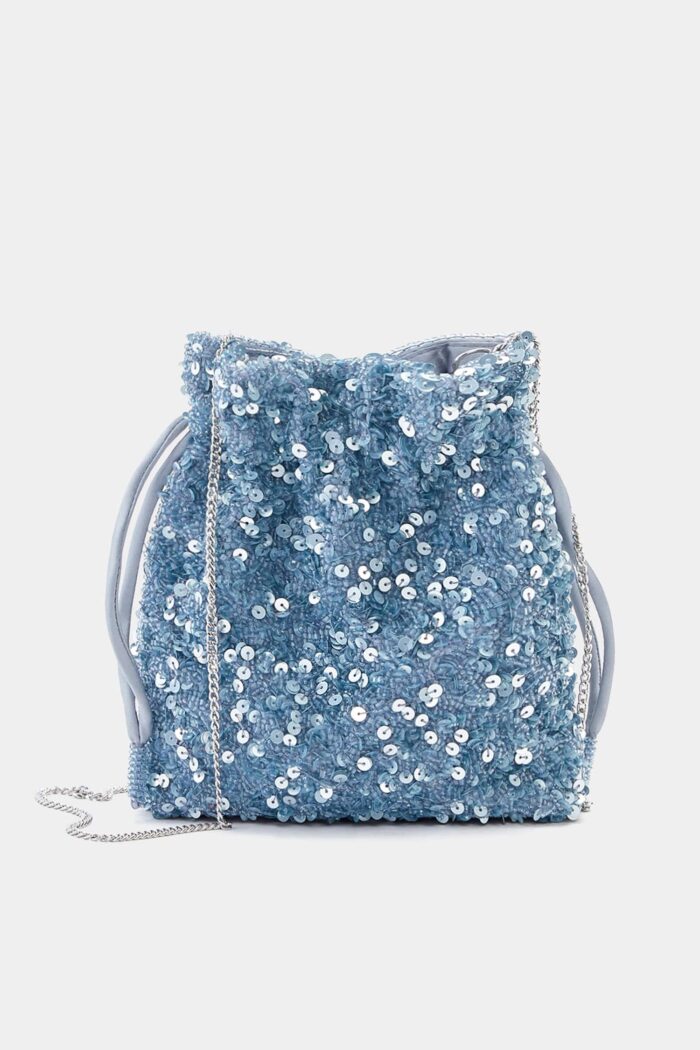 Sequinned bucket bag